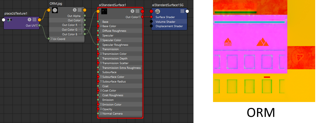 glTF AiStandardSurface hypershade ORM map